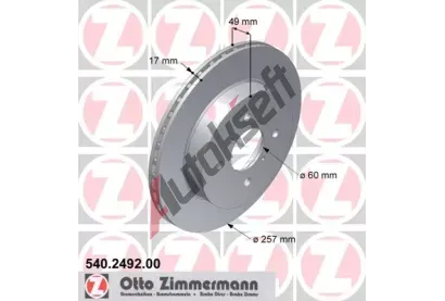 ZIMMERMANN Brzdov kotou - 257 mm ZIM 540.2492.00, 540.2492.00