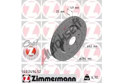 ZIMMERMANN Brzdov kotou COAT Z - 294 mm ZIM 540.2494.52, 540.2494.52