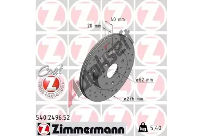ZIMMERMANN Brzdov kotou SPORT COAT Z - 276 mm ZIM 540.2496.52, 540.2496.52