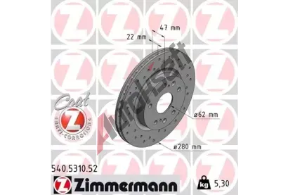 ZIMMERMANN Brzdov kotou SPORT COAT Z - 280 mm ZIM 540.5310.52, 540.5310.52