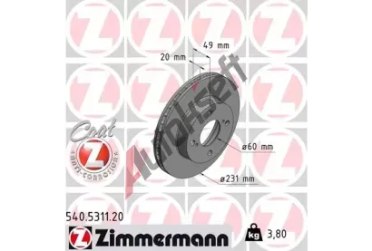 ZIMMERMANN Brzdov kotou COAT Z - 231 mm ZIM 540.5311.20, 540.5311.20