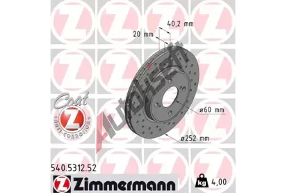 ZIMMERMANN Brzdov kotou SPORT COAT Z - 252 mm ZIM 540.5312.52, 540.5312.52