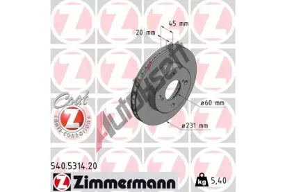 ZIMMERMANN Brzdov kotou COAT Z - 231 mm ZIM 540.5314.20, 540.5314.20