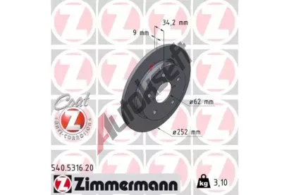 ZIMMERMANN Brzdov kotou COAT Z - 252 mm ZIM 540.5316.20, 540.5316.20