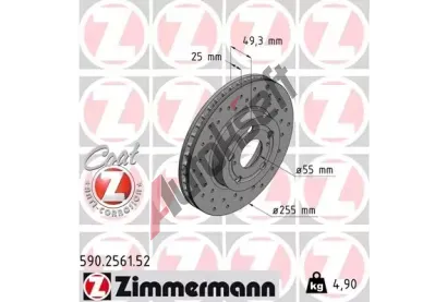 ZIMMERMANN Brzdov kotou drkovan SPORT COAT Z - 255 mm ZIM 590.2561.52, 590.2561.52