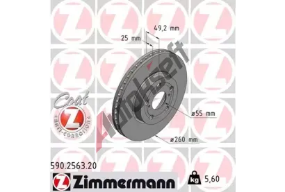 ZIMMERMANN Brzdový kotouč COAT Z - 260 mm ZIM 590.2563.20, 590.2563.20 ZIMMERMANN Brzdový kotouč COAT Z - 260 mm ZIM 590.2563.20, 590.2563.20