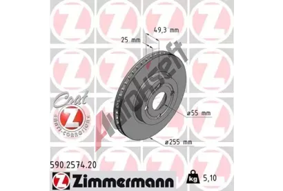 ZIMMERMANN Brzdov kotou COAT Z - 255 mm ZIM 590.2574.20, 590.2574.20