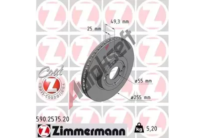 ZIMMERMANN Brzdov kotou COAT Z - 255 mm ZIM 590.2575.20, 590.2575.20