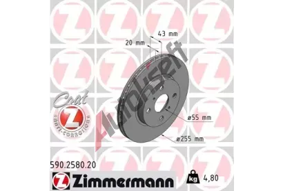 ZIMMERMANN Brzdov kotou COAT Z - 255 mm ZIM 590.2580.20, 590.2580.20