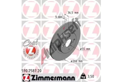 ZIMMERMANN Brzdový kotouč COAT Z - 266 mm ZIM 590.2587.20, 590.2587.20 ZIMMERMANN Brzdový kotouč COAT Z - 266 mm ZIM 590.2587.20, 590.2587.20