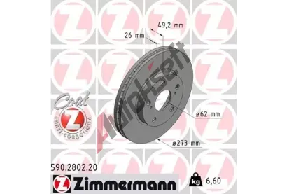 ZIMMERMANN Brzdový kotouč COAT Z - 273 mm ZIM 590.2802.20, 590.2802.20 ZIMMERMANN Brzdový kotouč COAT Z - 273 mm ZIM 590.2802.20, 590.2802.20