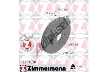 ZIMMERMANN Brzdový kotouč COAT Z - 275 mm ZIM 590.2815.20, 590.2815.20 ZIMMERMANN Brzdový kotouč COAT Z - 275 mm ZIM 590.2815.20, 590.2815.20