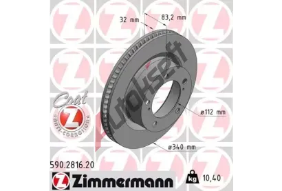 ZIMMERMANN Brzdov kotou COAT Z - 340 mm ZIM 590.2816.20, 590.2816.20