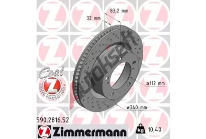 ZIMMERMANN Brzdov kotou SPORT COAT Z - 340 mm ZIM 590.2816.52, 590.2816.52