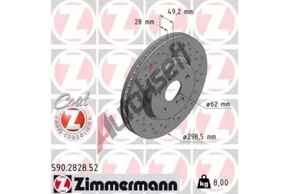 ZIMMERMANN Brzdov kotou SPORT COAT Z - 299 mm ZIM 590.2828.52, 590.2828.52