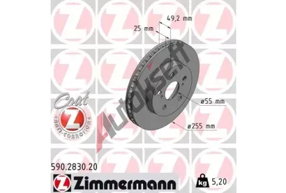 ZIMMERMANN Brzdov kotou COAT Z - 255 mm ZIM 590.2830.20, 590.2830.20