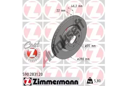 ZIMMERMANN Brzdov kotou COAT Z - 280 mm ZIM 590.2831.20, 590.2831.20