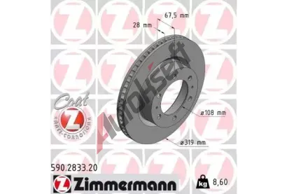 ZIMMERMANN Brzdový kotouč COAT Z - 319 mm ZIM 590.2833.20, 590.2833.20 ZIMMERMANN Brzdový kotouč COAT Z - 319 mm ZIM 590.2833.20, 590.2833.20