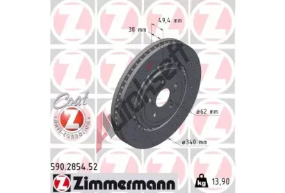ZIMMERMANN Brzdový kotouč SPORT Z - 340 mm ZIM 590.2854.52, 590.2854.52 ZIMMERMANN Brzdový kotouč SPORT Z - 340 mm ZIM 590.2854.52, 590.2854.52