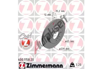 ZIMMERMANN Brzdov kotou COAT Z - 239 mm ZIM 600.1158.20, 600.1158.20