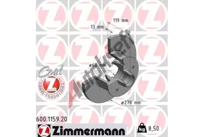 ZIMMERMANN Brzdov kotou COAT Z - 278 mm ZIM 600.1159.20, 600.1159.20
