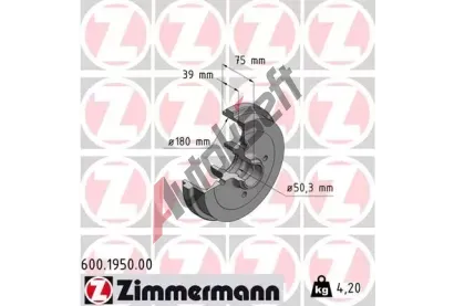 ZIMMERMANN Brzdov buben - 180 mm ZIM 600.1950.00, 600.1950.00