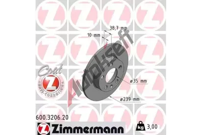 ZIMMERMANN Brzdov kotou COAT Z - 239 mm ZIM 600.3206.20, 600.3206.20