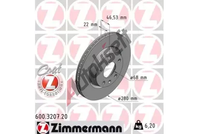 ZIMMERMANN Brzdov kotou COAT Z - 280 mm ZIM 600.3207.20, 600.3207.20