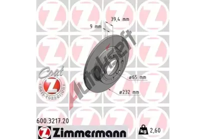 ZIMMERMANN Brzdov kotou COAT Z - 232 mm ZIM 600.3217.20, 600.3217.20