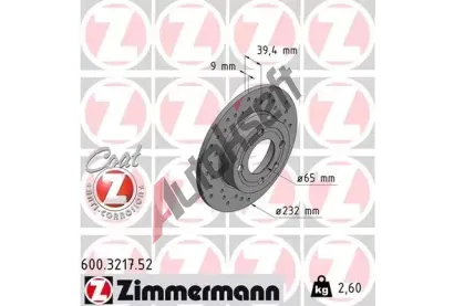 ZIMMERMANN Brzdov kotou drkovan SPORT COAT Z - 232 mm ZIM 600.3217.52, 600.3217.52