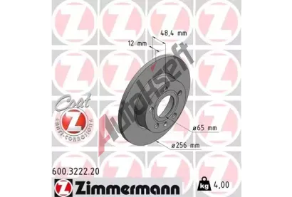 ZIMMERMANN Brzdov kotou COAT Z - 256 mm ZIM 600.3222.20, 600.3222.20
