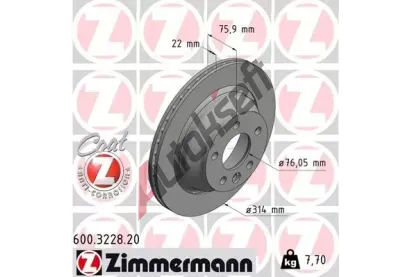 ZIMMERMANN Brzdov kotou COAT Z - 314 mm ZIM 600.3228.20, 600.3228.20