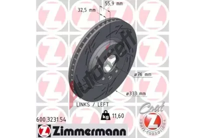 ZIMMERMANN Brzdový kotouč BLACK Z - 333 mm ZIM 600.3231.54, 600.3231.54 ZIMMERMANN Brzdový kotouč BLACK Z - 333 mm ZIM 600.3231.54, 600.3231.54