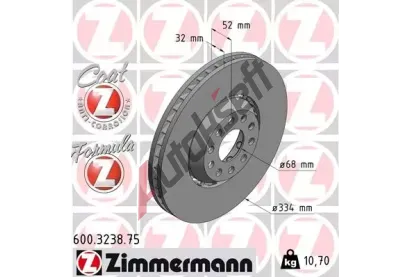 ZIMMERMANN Brzdov kotou FORMULA Z - 334 mm ZIM 600.3238.75, 600.3238.75