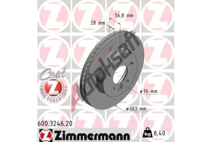 ZIMMERMANN Brzdov kotou COAT Z - 303 mm ZIM 600.3246.20, 600.3246.20
