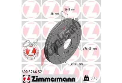 ZIMMERMANN Brzdov kotou SPORT COAT Z - 303 mm ZIM 600.3246.52, 600.3246.52