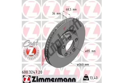 ZIMMERMANN Brzdov kotou COAT Z - 360 mm ZIM 600.3247.20, 600.3247.20
