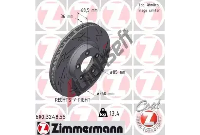 ZIMMERMANN Brzdov kotou BLACK Z 360 mm ZIM 600.3248.55, 600.3248.55