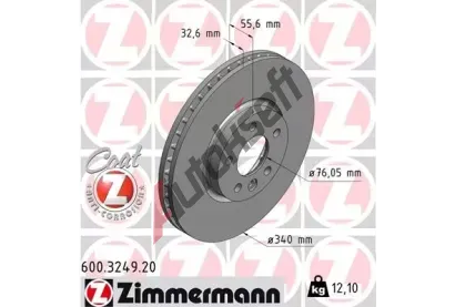 ZIMMERMANN Brzdov kotou COAT Z - 340 mm ZIM 600.3249.20, 600.3249.20