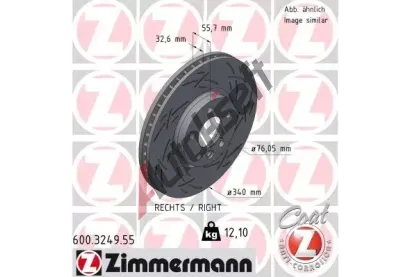 ZIMMERMANN Brzdov kotou BLACK Z 340 mm ZIM 600.3249.55, 600.3249.55