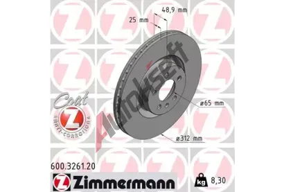 ZIMMERMANN Brzdov kotou COAT Z - 312 mm ZIM 600.3261.20, 600.3261.20