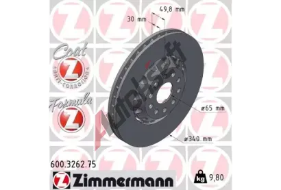 ZIMMERMANN Brzdov� kotou� FORMULA Z - 340 mm ZIM 600.3262.75, 600.3262.75
