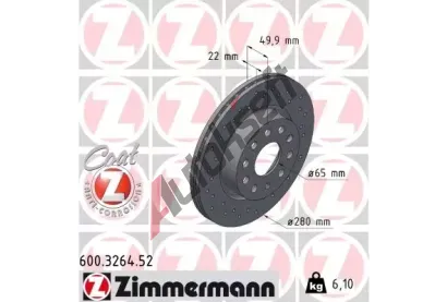 ZIMMERMANN Brzdov� kotou� SPORT COAT Z - 280 mm ZIM 600.3264.52, 600.3264.52