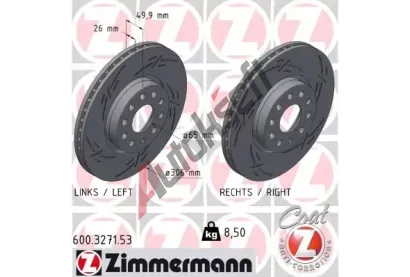 ZIMMERMANN Brzdový kotouč BLACK Z - 306 mm ZIM 600.3271.53, 600.3271.53  ZIMMERMANN Brzdový kotouč BLACK Z - 306 mm ZIM 600.3271.53, 600.3271.53