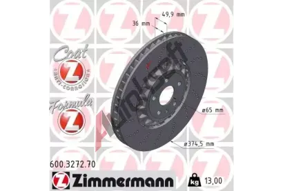 ZIMMERMANN Brzdový kotouč FORMULA Z - 375 mm ZIM 600.3272.70, 600.3272.70 ZIMMERMANN Brzdový kotouč FORMULA Z - 375 mm ZIM 600.3272.70, 600.3272.70