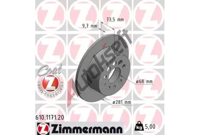 ZIMMERMANN Brzdov kotou COAT Z - 281 mm ZIM 610.1171.20, 610.1171.20