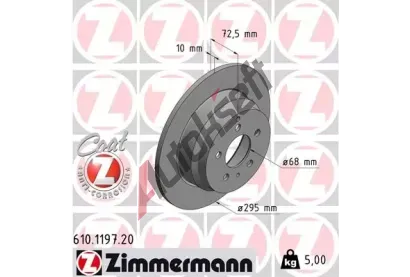 ZIMMERMANN Brzdov kotou COAT Z - 295 mm ZIM 610.1197.20, 610.1197.20