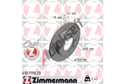 ZIMMERMANN Brzdov kotou COAT Z - 260 mm ZIM 610.1198.20, 610.1198.20