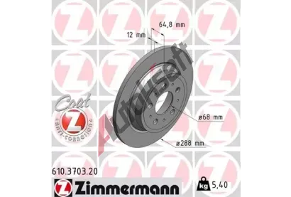 ZIMMERMANN Brzdov kotou COAT Z - 288 mm ZIM 610.3703.20, 610.3703.20