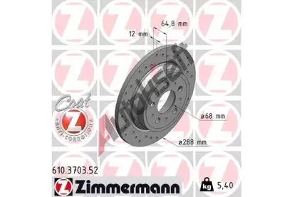 ZIMMERMANN Brzdov kotou drkovan SPORT COAT Z - 288 mm ZIM 610.3703.52, 610.3703.52